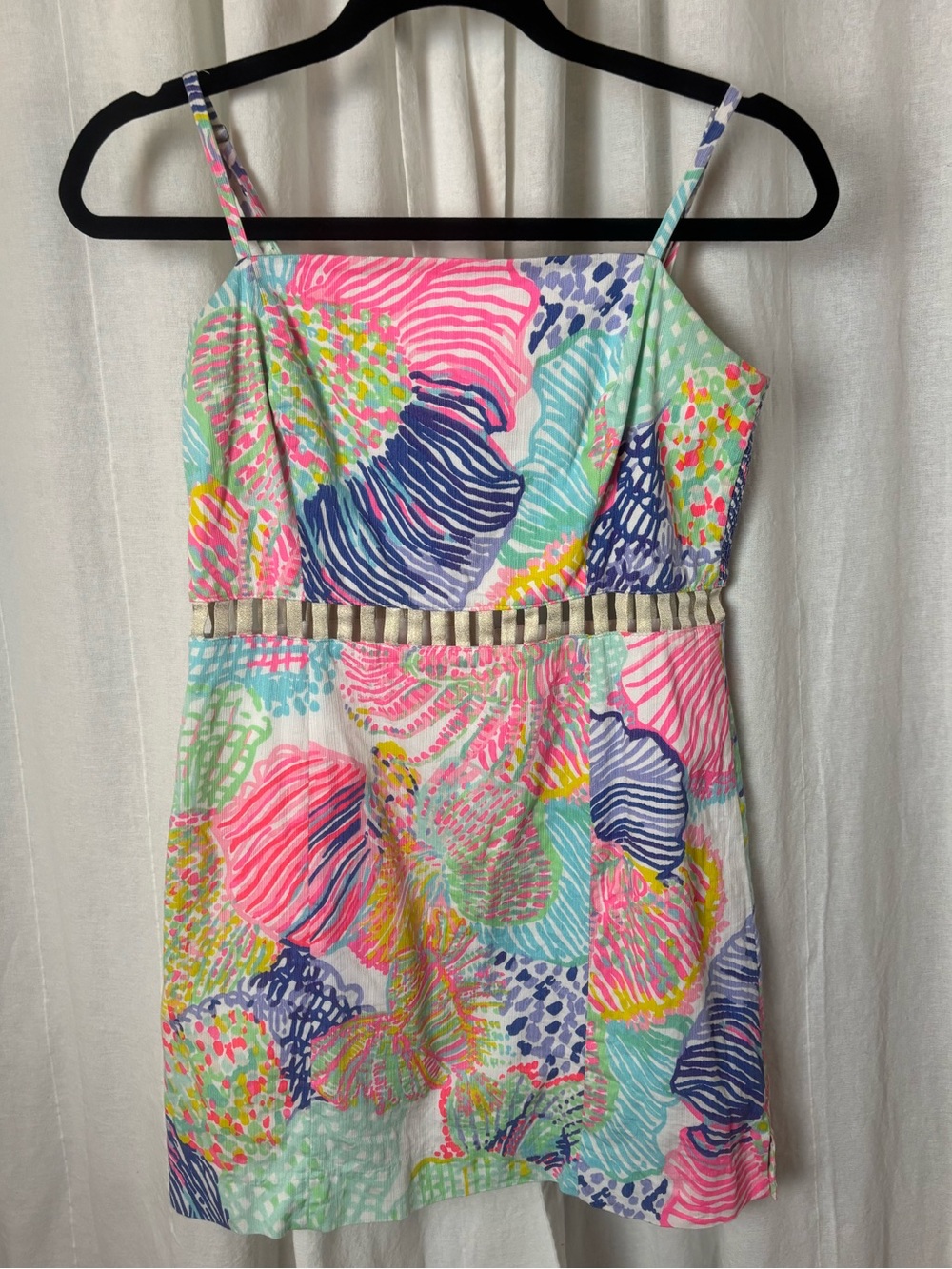 Lilly Pulitzer Ziggy Romper Mini Dress Roar Of The Seas Waist Cut Outs Women’s 4 - Picture 2 of 7